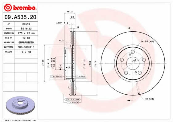 Breco BS 9123 Тормозной диск передний вентилируемый BS9123: Отличная цена - Купить в Польше на 2407.PL!