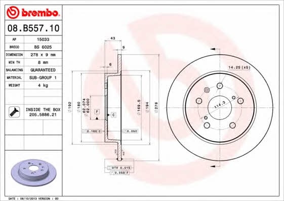 Breco BS 6025 Тормозной диск задний невентилируемый BS6025: Отличная цена - Купить в Польше на 2407.PL!