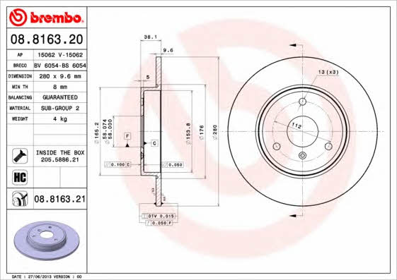 Breco BS 6054 Тормозной диск передний невентилируемый BS6054: Отличная цена - Купить в Польше на 2407.PL!