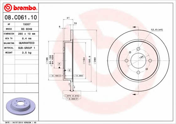 Breco BS 6049 Тормозной диск задний невентилируемый BS6049: Отличная цена - Купить в Польше на 2407.PL!