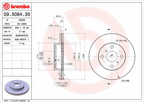 Breco BS 8899 Тормозной диск передний вентилируемый BS8899: Отличная цена - Купить в Польше на 2407.PL!