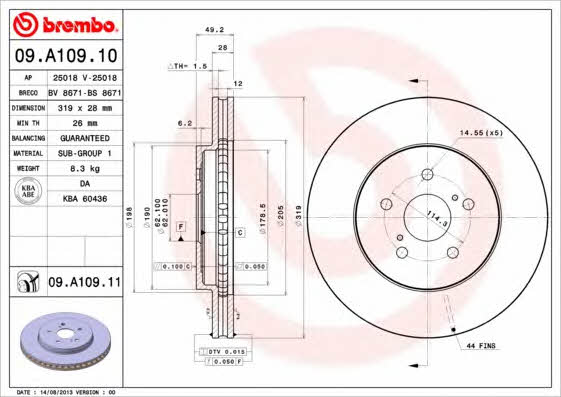 Brembo Тормозной диск вентилируемый, 1 шт. – цена 215 PLN