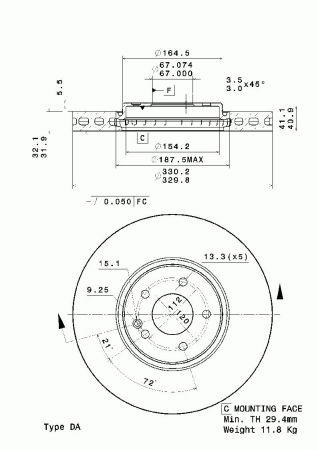 Vented brake disc, 1 pc Brembo 09.A726.11
