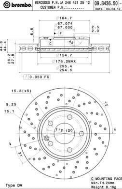 Brembo Тормозной диск вентилируемый с перфорацией – цена 224 PLN