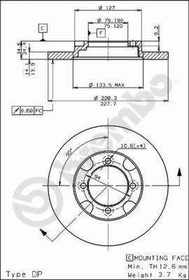 Brembo 08.5356.10 Niewentylowana przednia tarcza hamulcowa 08535610: Dobra cena w Polsce na 2407.PL - Kup Teraz!