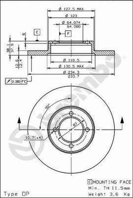 Brembo 08.5865.10 Unbelüftete Bremsscheibe vorne 08586510: Kaufen Sie zu einem guten Preis in Polen bei 2407.PL!