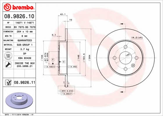 Купить Brembo 08982610 – отличная цена на 2407.PL!