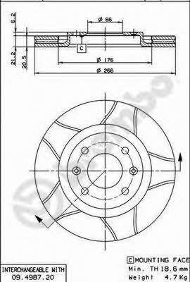 Тормозной диск передний вентилируемый Brembo 09.4987.76