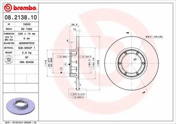 Unventilated brake disc Brembo 08.2138.10