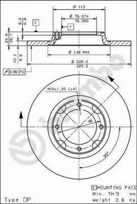 Диск гальмівний передній невентильований Brembo 08.4414.10