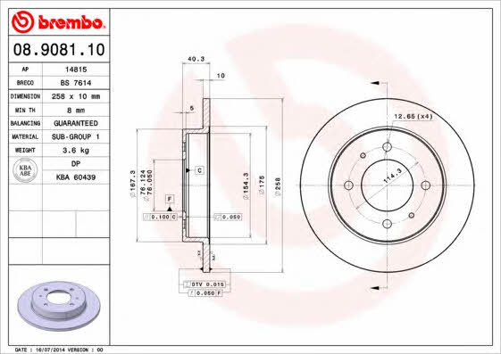 Bremsscheibe hinten, unbelüftet Brembo 08.9081.10