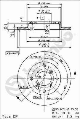 Brembo 08.9082.10 Диск гальмівний задній невентильований 08908210: Приваблива ціна - Купити у Польщі на 2407.PL!