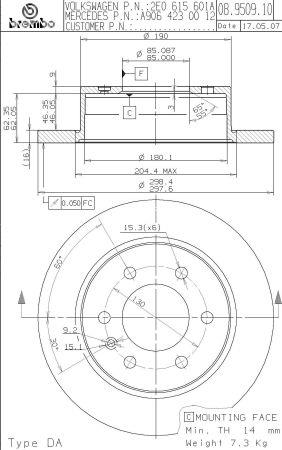 Brembo 08.9509.14 Tarcza hamulcowa tylna, niewentylowana 08950914: Dobra cena w Polsce na 2407.PL - Kup Teraz!