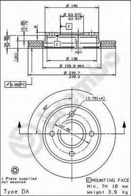 Innenbelüftete Bremsscheibe Brembo 09.6727.34