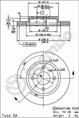 Brembo Wentylowana przednia tarcza hamulcowa – cena 99 PLN