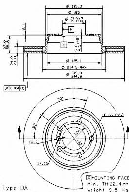 Brembo 09.9352.10 Wentylowana tarcza hamulcowa z tyłu 09935210: Dobra cena w Polsce na 2407.PL - Kup Teraz!