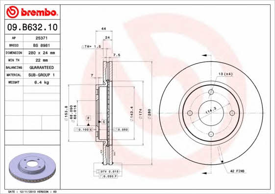 Купить Brembo 09B63210 – отличная цена на 2407.PL!