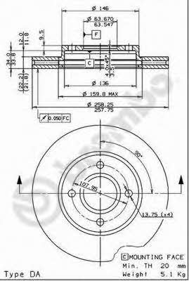 Tarcza hamulcowa wentylowana, 1 szt. Brembo 09.7806.11