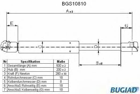 Bugiad BGS10810 Motorhaubegasdruckfeder BGS10810: Kaufen Sie zu einem guten Preis in Polen bei 2407.PL!