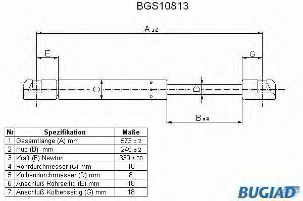 Bugiad BGS10813 Пружина газовая капота BGS10813: Отличная цена - Купить в Польше на 2407.PL!