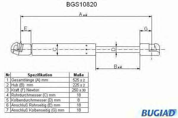 Bugiad BGS10820 Motorhaubegasdruckfeder BGS10820: Kaufen Sie zu einem guten Preis in Polen bei 2407.PL!