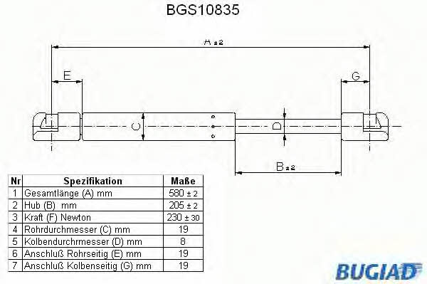 Bugiad BGS10835 Gas hood spring BGS10835: Buy near me in Poland at 2407.PL - Good price!