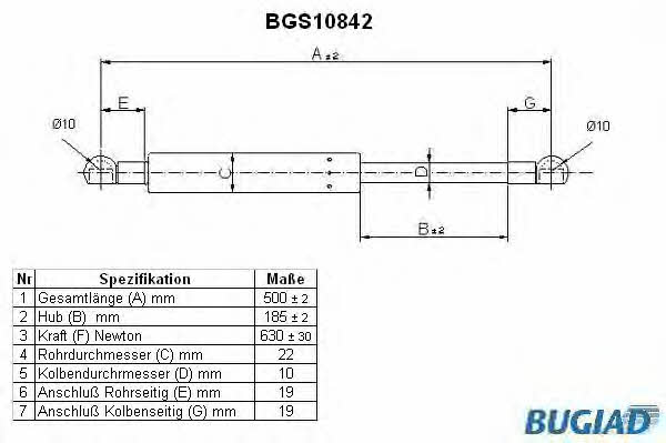 Bugiad BGS10842 Gas Spring, boot-/cargo area BGS10842: Buy near me in Poland at 2407.PL - Good price!