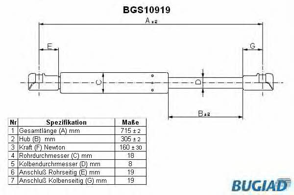 Bugiad BGS10919 Motorhaubegasdruckfeder BGS10919: Kaufen Sie zu einem guten Preis in Polen bei 2407.PL!