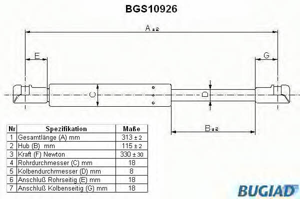 Bugiad BGS10926 Motorhaubegasdruckfeder BGS10926: Kaufen Sie zu einem guten Preis in Polen bei 2407.PL!