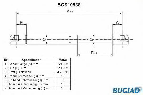 Bugiad BGS10938 Sprężyna gazowa bagażnika BGS10938: Dobra cena w Polsce na 2407.PL - Kup Teraz!