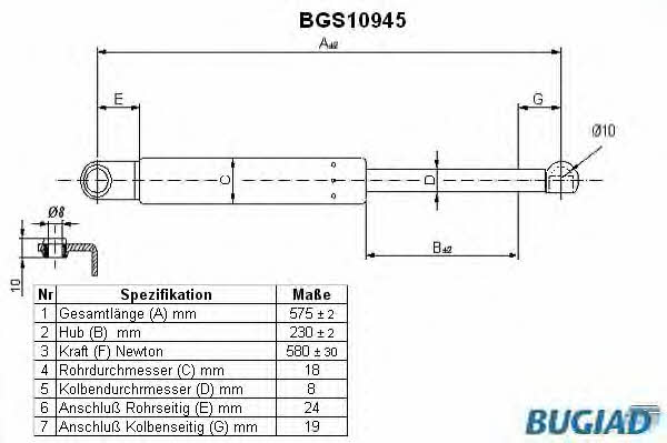 Bugiad BGS10945 Sprężyna gazowa bagażnika BGS10945: Dobra cena w Polsce na 2407.PL - Kup Teraz!