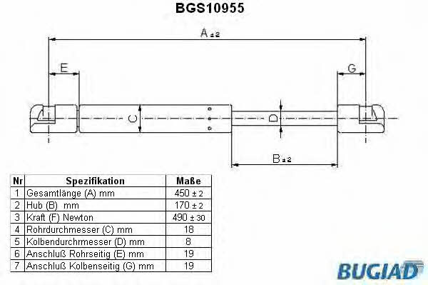 Bugiad BGS10955 Motorhaubegasdruckfeder BGS10955: Kaufen Sie zu einem guten Preis in Polen bei 2407.PL!