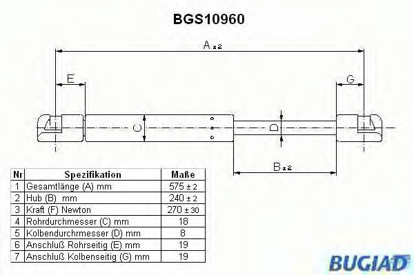Bugiad BGS10960 Motorhaubegasdruckfeder BGS10960: Kaufen Sie zu einem guten Preis in Polen bei 2407.PL!