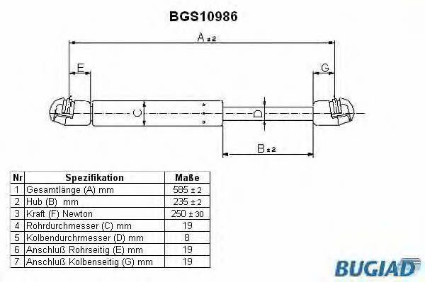 Bugiad BGS10986 Motorhaubegasdruckfeder BGS10986: Kaufen Sie zu einem guten Preis in Polen bei 2407.PL!