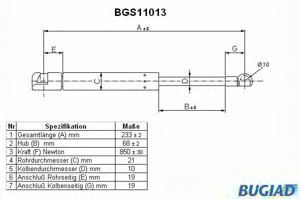 Bugiad BGS11013 Motorhaubegasdruckfeder BGS11013: Kaufen Sie zu einem guten Preis in Polen bei 2407.PL!