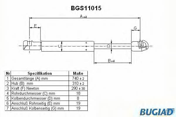 Bugiad BGS11015 Motorhaubegasdruckfeder BGS11015: Kaufen Sie zu einem guten Preis in Polen bei 2407.PL!