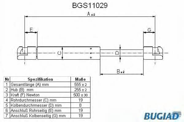 Bugiad BGS11029 Sprężyna gazowa bagażnika BGS11029: Dobra cena w Polsce na 2407.PL - Kup Teraz!