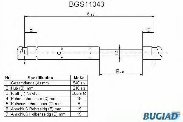 Bugiad BGS11043 Gas Spring, boot-/cargo area BGS11043: Buy near me in Poland at 2407.PL - Good price!