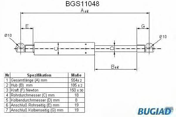 Bugiad BGS11048 Motorhaubegasdruckfeder BGS11048: Kaufen Sie zu einem guten Preis in Polen bei 2407.PL!