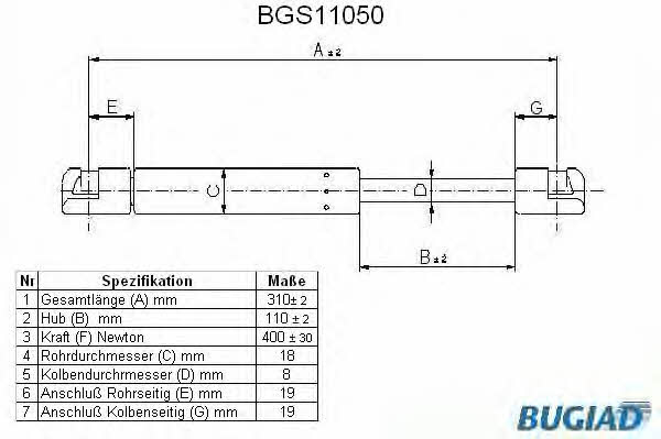 Bugiad BGS11050 Sprężyna gazowa tylnej szyby BGS11050: Dobra cena w Polsce na 2407.PL - Kup Teraz!
