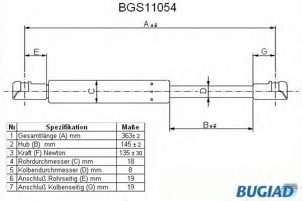 Bugiad BGS11054 Sprężyna gazowa tylnej szyby BGS11054: Dobra cena w Polsce na 2407.PL - Kup Teraz!