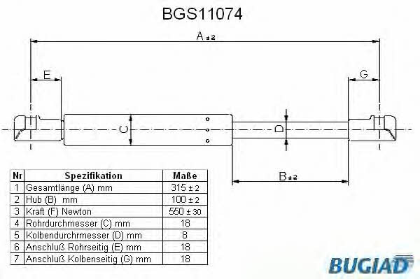 Bugiad BGS11074 Sprężyna gazowa tylnej szyby BGS11074: Dobra cena w Polsce na 2407.PL - Kup Teraz!