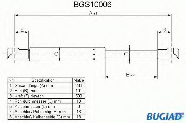 Bugiad BGS10006 Gas hood spring BGS10006: Buy near me in Poland at 2407.PL - Good price!