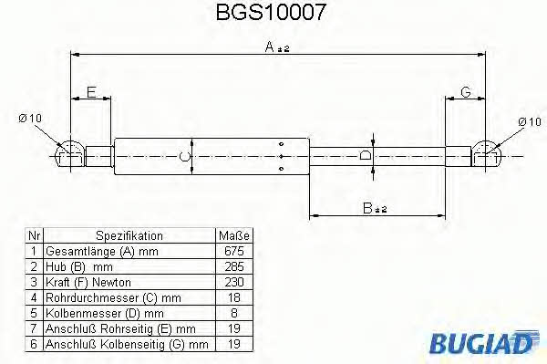Bugiad BGS10007 Gas hood spring BGS10007: Buy near me in Poland at 2407.PL - Good price!