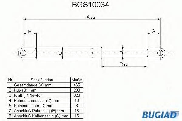 Bugiad BGS10034 Gas hood spring BGS10034: Buy near me in Poland at 2407.PL - Good price!