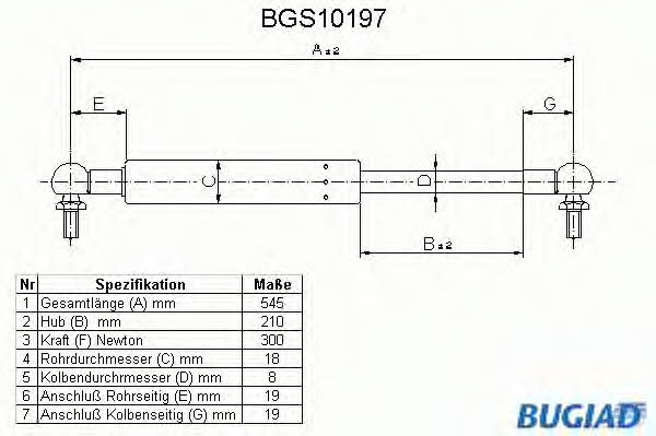 Bugiad BGS10197 Пружина газова багажника BGS10197: Приваблива ціна - Купити у Польщі на 2407.PL!