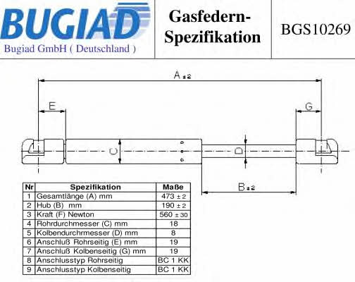Bugiad BGS10269 Sprężyna gazowa bagażnika BGS10269: Dobra cena w Polsce na 2407.PL - Kup Teraz!