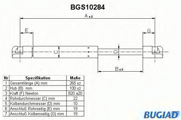 Bugiad BGS10284 Пружина газова багажника BGS10284: Приваблива ціна - Купити у Польщі на 2407.PL!
