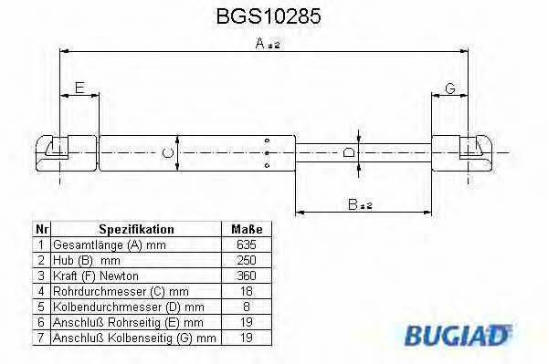 Bugiad BGS10285 Sprężyna gazowa bagażnika BGS10285: Dobra cena w Polsce na 2407.PL - Kup Teraz!