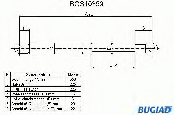 Bugiad BGS10359 Пружина газовая капота BGS10359: Отличная цена - Купить в Польше на 2407.PL!